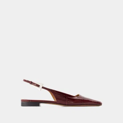 Paris Texas Bettina Croco Slingback Ballerina Flats In Burgundy