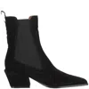 Paris Texas Ankle Boots In Black Calf Suede Leather In Black