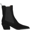 Paris Texas Ankle Boots In Black Calf Suede Leather In Black