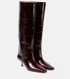 Paris Texas Bettina 55 Crocodile-effect Leather Knee-high Boots In Burgundy