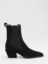 Paris Texas Ankle Boots In Black Calf Suede Leather In Black