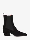 Paris Texas Ankle Boots In Black Calf Suede Leather In Black