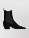 Paris Texas Ankle Boots In Black Calf Suede Leather In Black