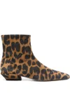 Paris Texas Bettina Leopard-print Suede Ankle Boots In Brown