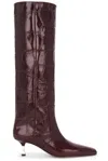 Paris Texas Bettina 55 Crocodile-effect Leather Knee-high Boots In Rouge Noir