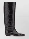 Paris Texas Crocodile-effect Knee-high Boots With Sleek Silhouette And Pointed Toe