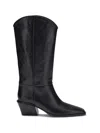 Paris Texas Western Style Leather Knee Length Boots In Black