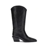 Paris Texas Western Style Leather Knee Length Boots In Black