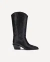 Paris Texas Western Style Leather Knee Length Boots In Black