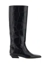 Paris Texas Embossed Croco Leather Bettina Boots In Black