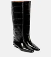 Paris Texas Bettina Croc-effect Leather Boots In Black