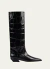 Paris Texas Embossed Croco Leather Bettina Boots In Black