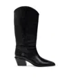 Paris Texas Western Style Leather Knee Length Boots In Black