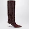 Paris Texas Bettina 55 Crocodile-effect Leather Knee-high Boots In Red