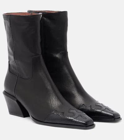 Paris Texas Bettina Leather Cowboy Boots In Black