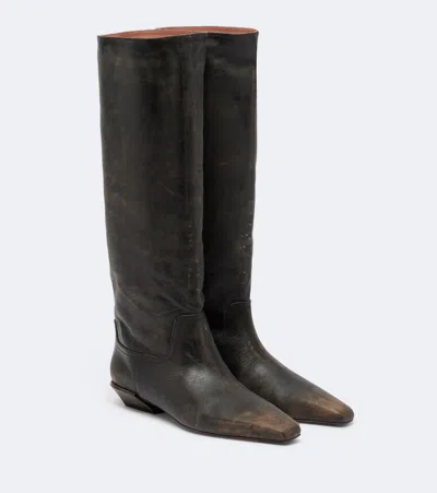 Paris Texas Bettina Leather Knee-high Boots In Brown