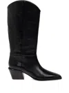 Paris Texas Western Style Leather Knee Length Boots In Black