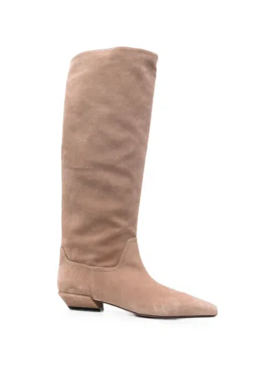 Paris Texas Bettina Pointed-toe Suede Boots In Animal Print