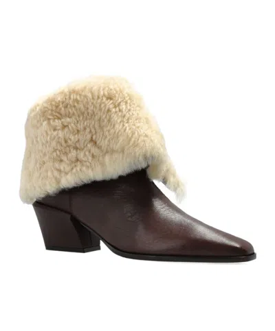 Paris Texas Bettina Leather And Shearling Ankle Boots In Multi