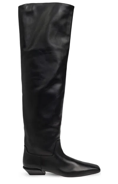 Paris Texas Bettina Square Toe Over The Knee Boots In Black