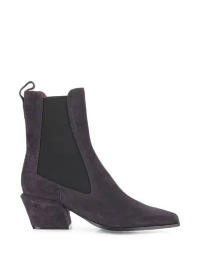 Paris Texas Calf Suede Ankle Boots With Square Toe And Covered Heel In Multi