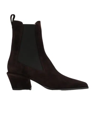 Paris Texas Bettina Suede Boots In Chocolate Brown In Black