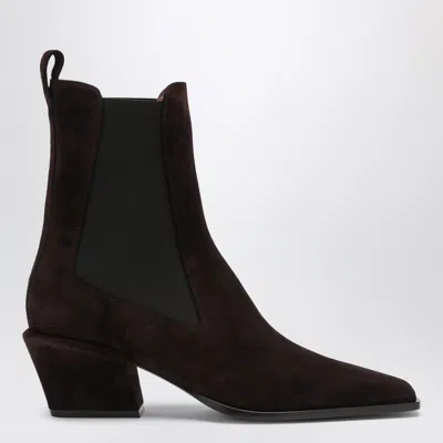 Paris Texas Bettina Suede Boots In Chocolate Brown In Black