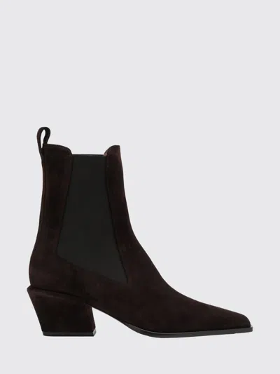 Paris Texas Bettina Suede Western Chelsea Boots With Mid Flared Heel In Brown