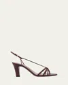 Paris Texas Bianca Leather Strappy Slingback Sandals In Rouge Noir