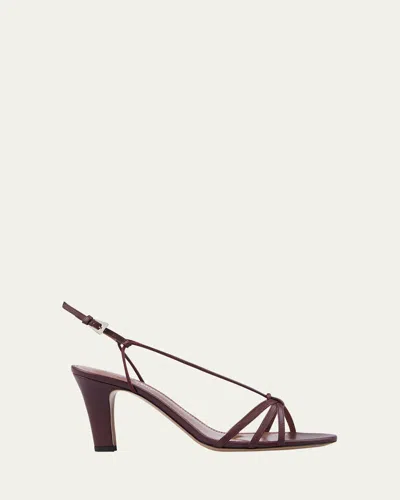 Paris Texas Bianca Leather Strappy Slingback Sandals In Rouge Noir