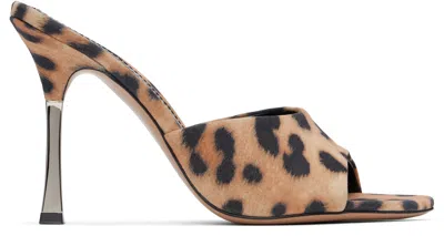 Paris Texas Black & Tan Lorena 100 Heeled Sandals In Natural Leopard