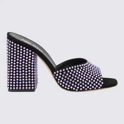 Paris Texas Black And Violet Leather Mules