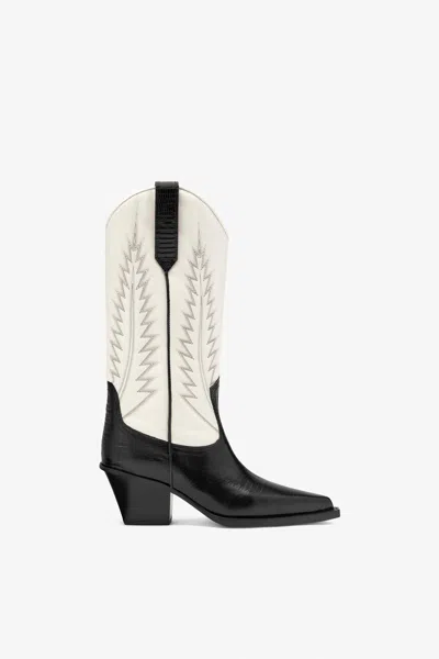 Paris Texas Black And White Lizard-effect Nappa Leather Boots In Multi