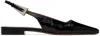 Paris Texas Burgundy Bettina Slingback Ballerina Flats In Black
