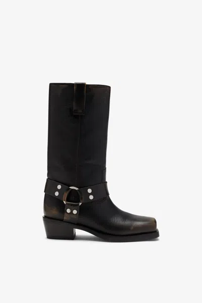 PARIS TEXAS BLACK BRUSHED LEATHER BOOTS