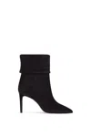 Shop Paris Texas Black Calf Suede Ankle Boots With Turn-down Collar