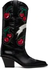 Paris Texas Cherry Blossom 60 Texan Boots In Black