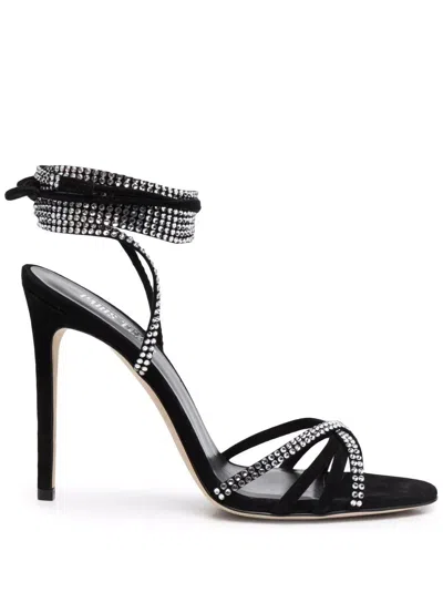 Paris Texas Black Holly Nicole Lace Up Rhinestone High Heel Pumps