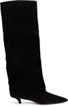 Paris Texas Ines Suede Comma-heel Knee Boots In Off Black