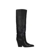 Paris Texas Jane Knee-high Leather Texan Heel Boots In Black