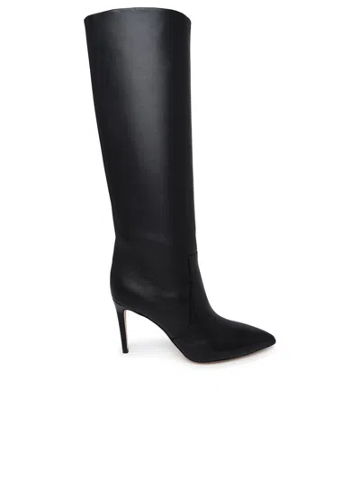 Paris Texas Leather Stiletto Knee Boots In Black