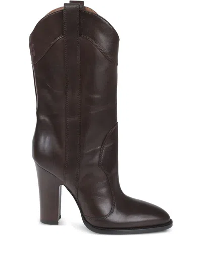 PARIS TEXAS PARIS TEXAS BLACK LEATHER COWBOY BOOTS WITH HEELS