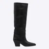 Paris Texas Jane Knee-high Leather Texan Heel Boots In Black