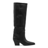Paris Texas Jane Knee-high Leather Texan Heel Boots In Black
