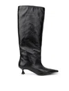 Paris Texas Black Leather Low Boots Lurex Ganni Effect In Black