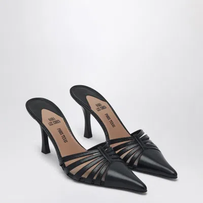 Paris Texas Black Leather Mule Nadia In Multi