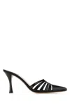 Paris Texas Black Leather Nadia Mules In Black