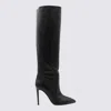 Paris Texas Arrow Toe Stiletto Boots In Black Leather In Black