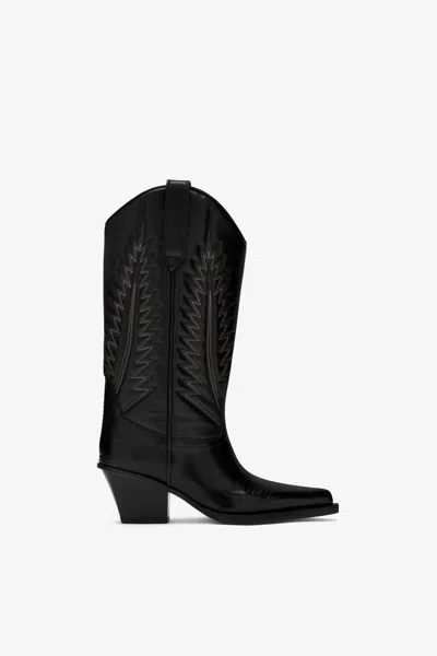 PARIS TEXAS BLACK LIZARD-EFFECT NAPPA LEATHER BOOTS