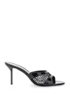 Paris Texas Black Mule With Mesh Design And Stiletto Heel In Leather Woman In Black